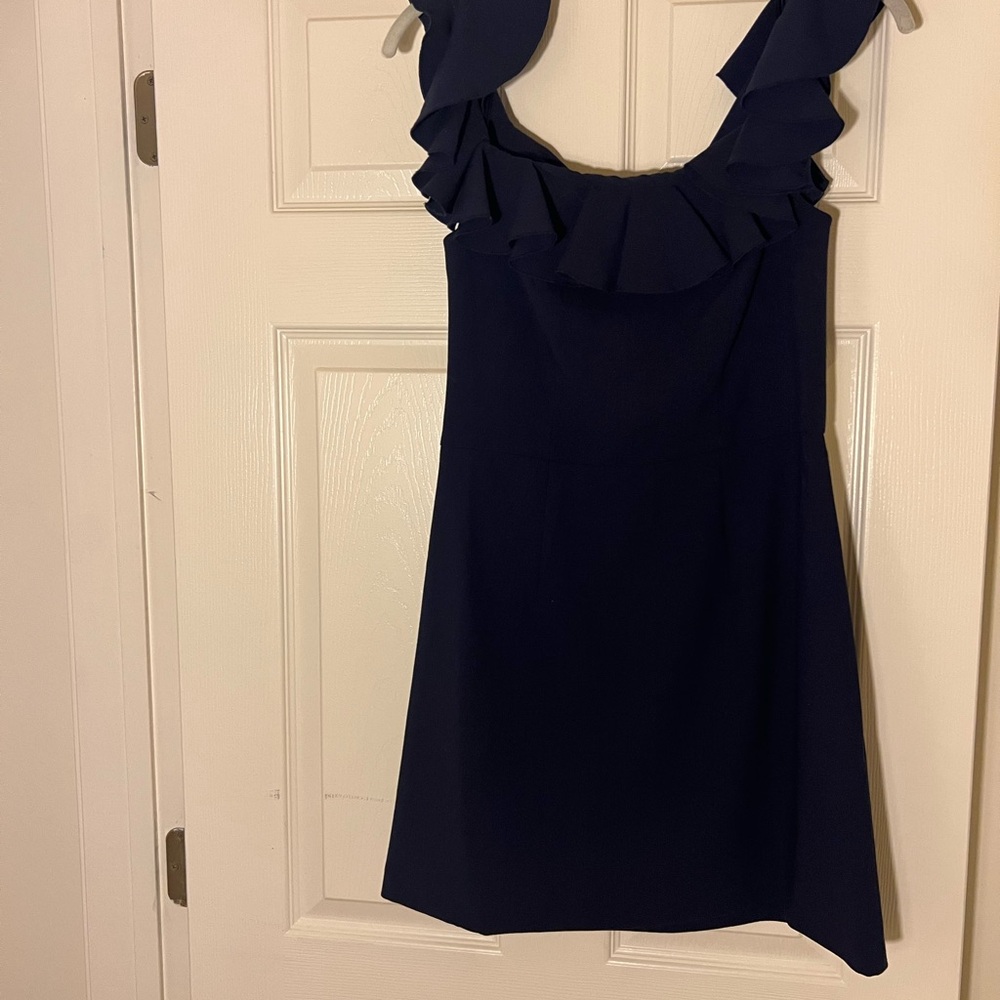Elegant Navy Ruffle Dress